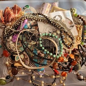 Large Lot Of "Junk" Jewelry For Crafts